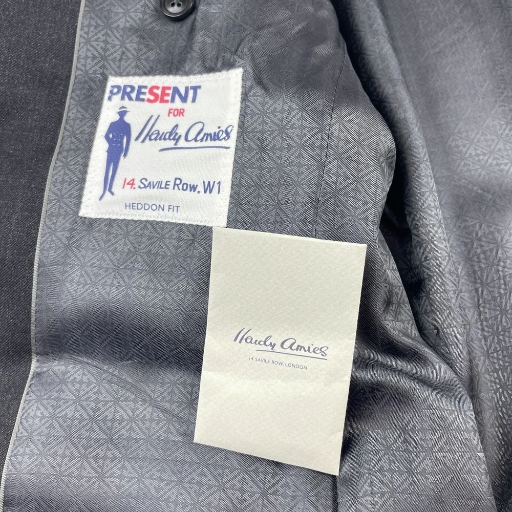 Hardy Amies‎ Gray Charcoal 38R Wool PRESENT Mens Blazer NWOT
